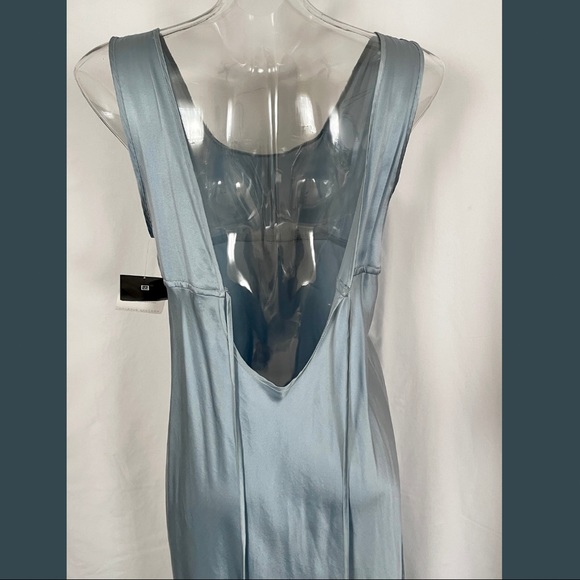 VALERIE STEVENS PURE 100% SILK STEEL BLUE BIAS CUT NIGHTGOWN L NWT - Picture 5 of 8